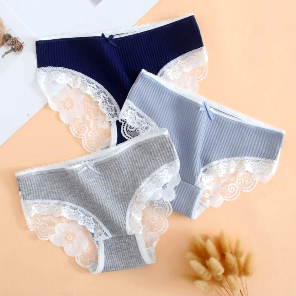 3 Pack Lace Back Panties
